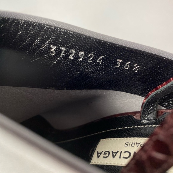 Balenciaga open toe mules sandals heels leather grey burgundy 36.5 - Picture 6 of 10